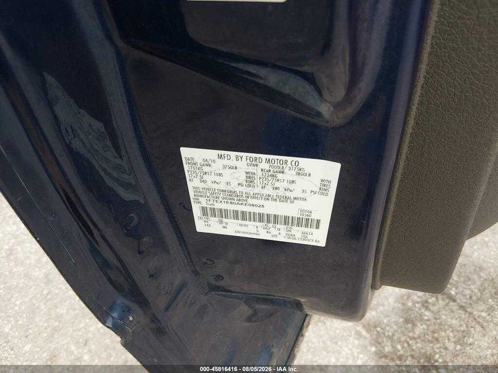 1FTEX1E80AKE08025 2010 FORD F-150 photo no. 9