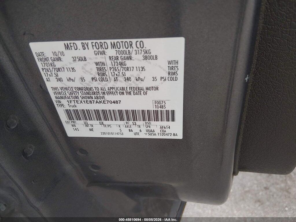 1FTEX1E87AKE70487 2010 FORD F-150 photo no. 9