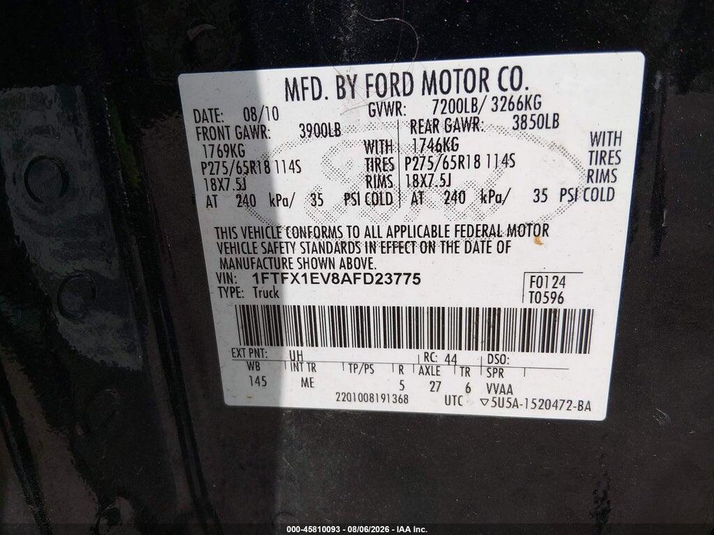 1FTFX1EV8AFD23775 2010 FORD F-150 photo no. 9