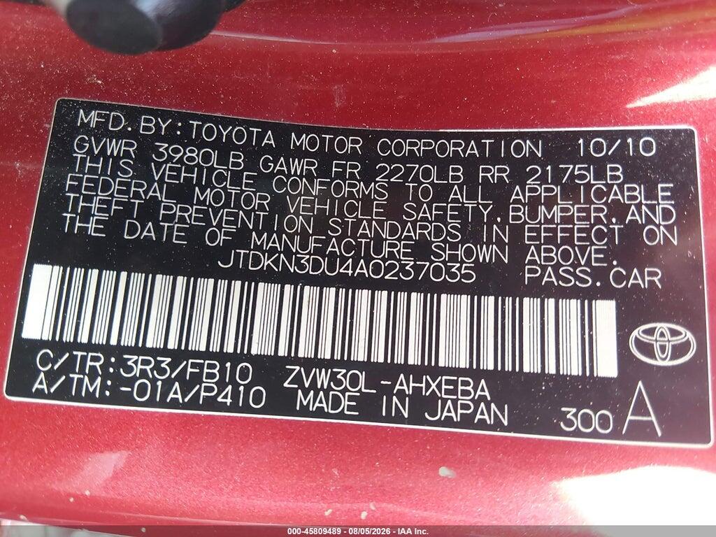 JTDKN3DU4A0237035 2010 TOYOTA PRIUS photo no. 9