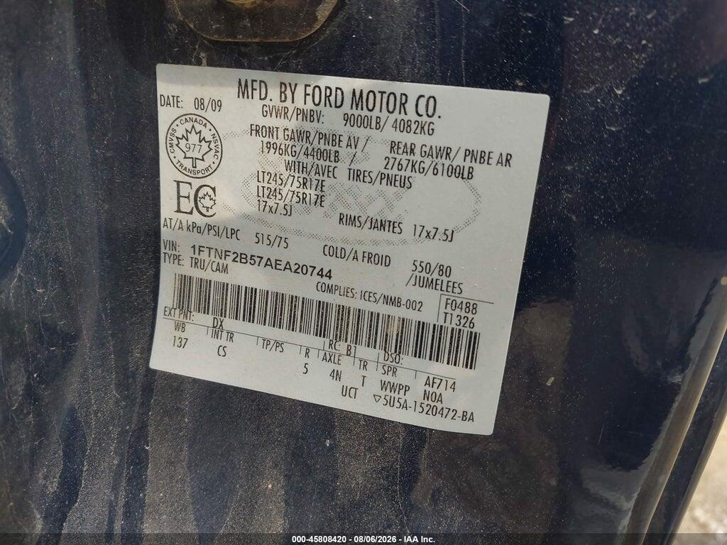 1FTNF2B57AEA20744 2010 FORD SUPER DUTY F-250 SRW photo no. 9