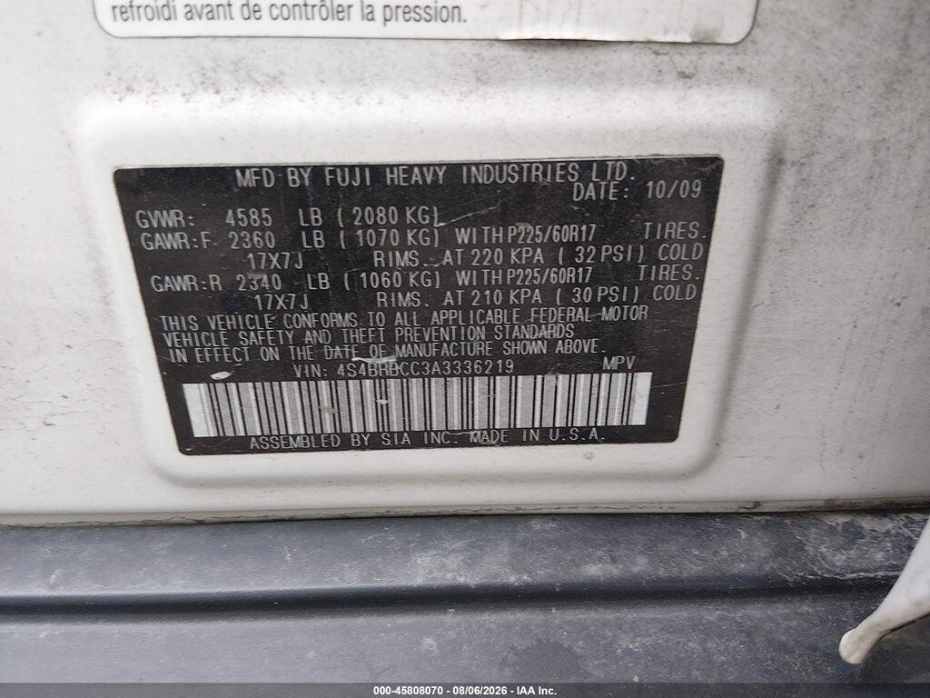 4S4BRBCC3A3336219 2010 SUBARU OUTBACK photo no. 9