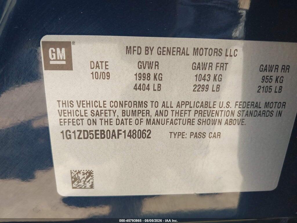 1G1ZD5EB0AF148062 2010 CHEVROLET MALIBU photo no. 9