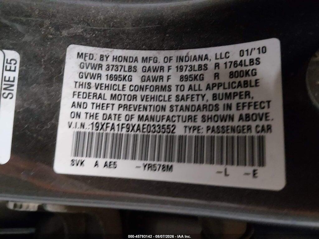 19XFA1F9XAE033552 2010 HONDA CIVIC photo no. 9