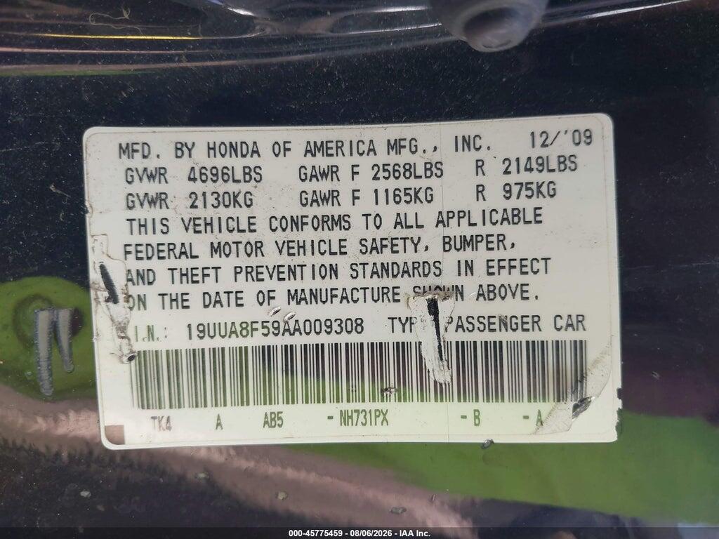 19UUA8F59AA009308 2010 ACURA TL photo no. 9