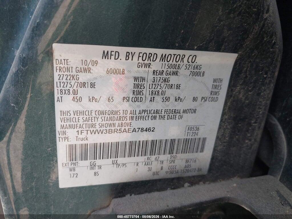 1FTWW3BR5AEA78462 2010 FORD SUPER DUTY F-350 SRW photo no. 8