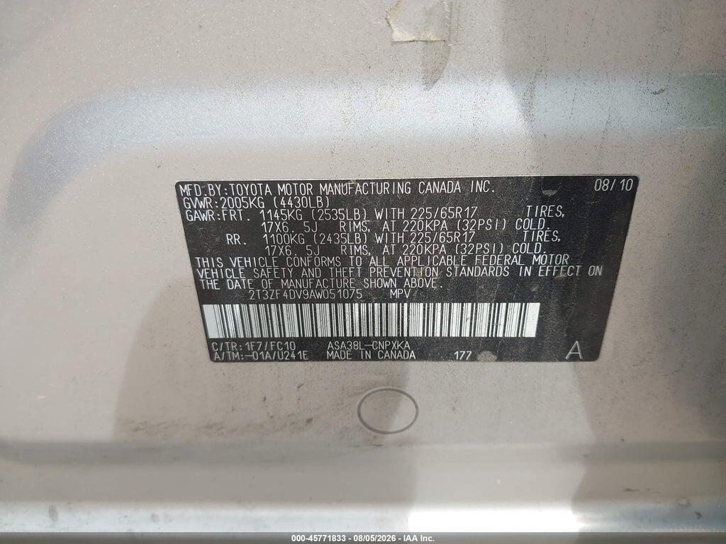2T3ZF4DV9AW051075 2010 TOYOTA RAV4 photo no. 9