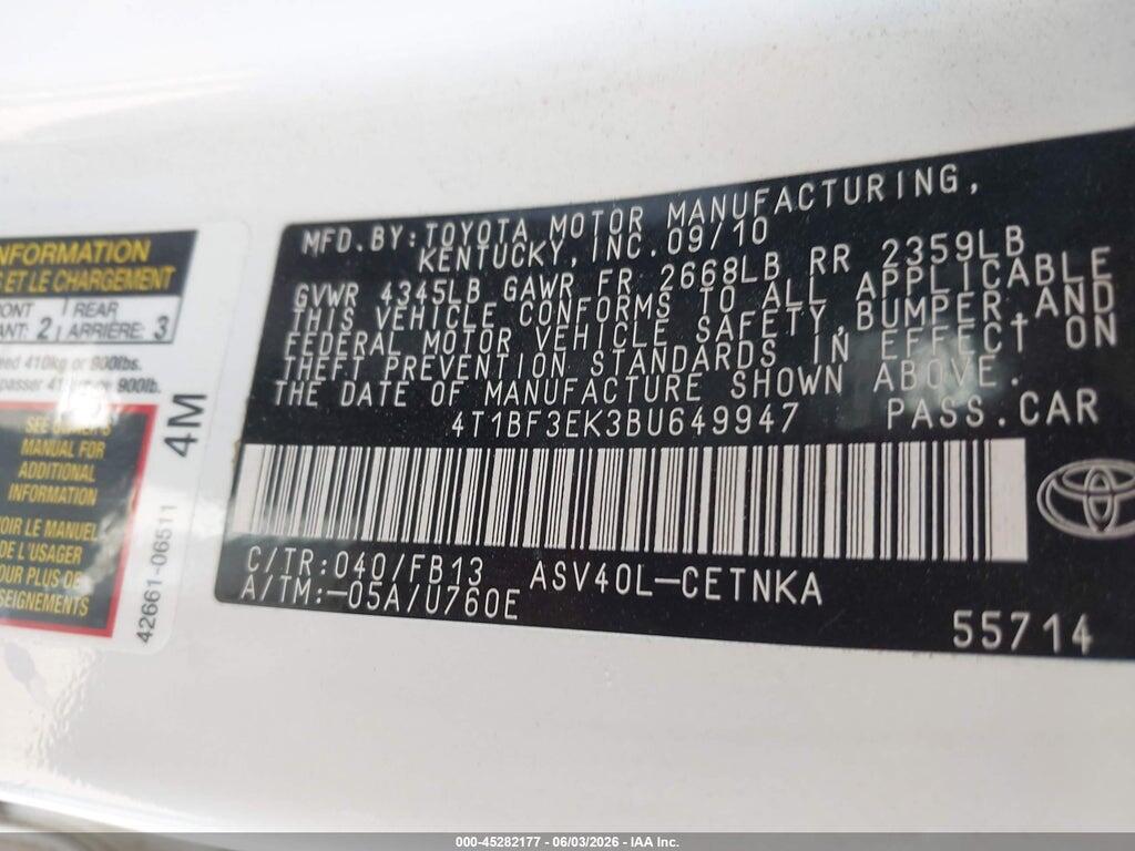 4T1BF3EK3BU649947 2011 TOYOTA CAMRY photo no. 9