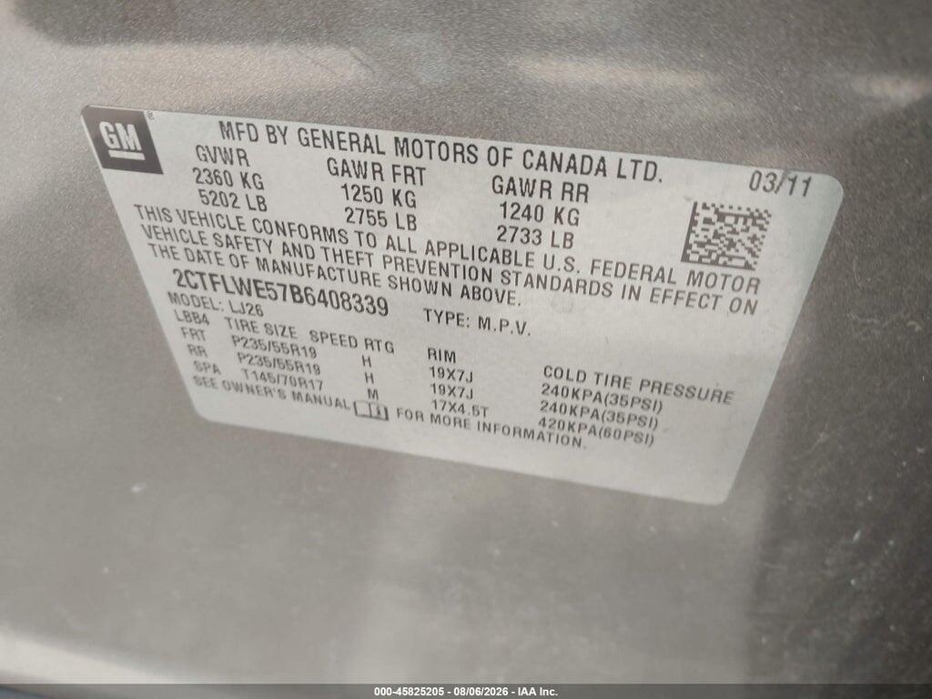 2CTFLWE57B6408339 2011 GMC TERRAIN photo no. 9