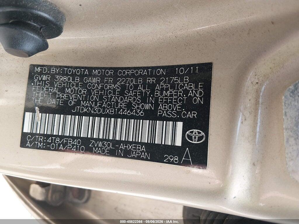JTDKN3DUXB1446436 2011 TOYOTA PRIUS photo no. 9