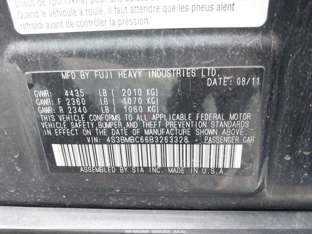 4S3BMBC66B3263328 2011 SUBARU LEGACY photo no. 9