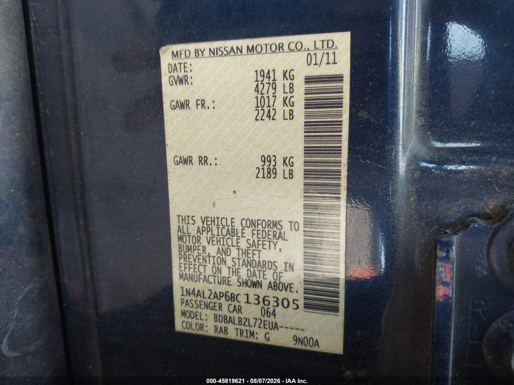1N4AL2AP6BC136305 2011 NISSAN ALTIMA photo no. 9