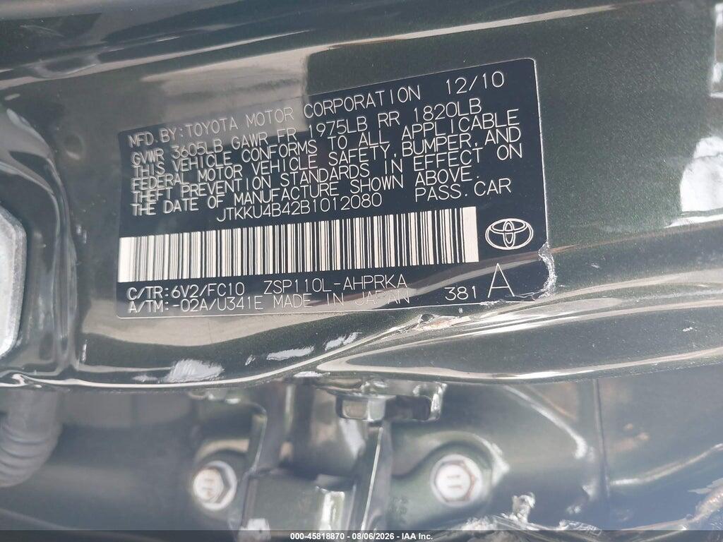 JTKKU4B42B1012080 2011 SCION XD photo no. 9