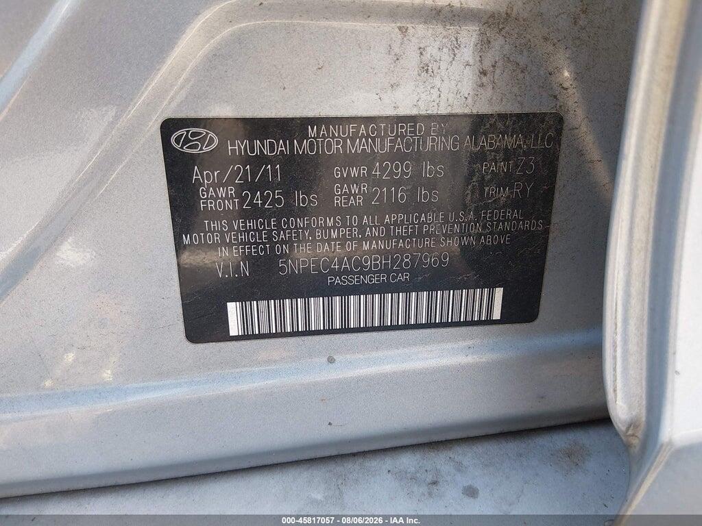 5NPEC4AC9BH287969 2011 HYUNDAI SONATA photo no. 9