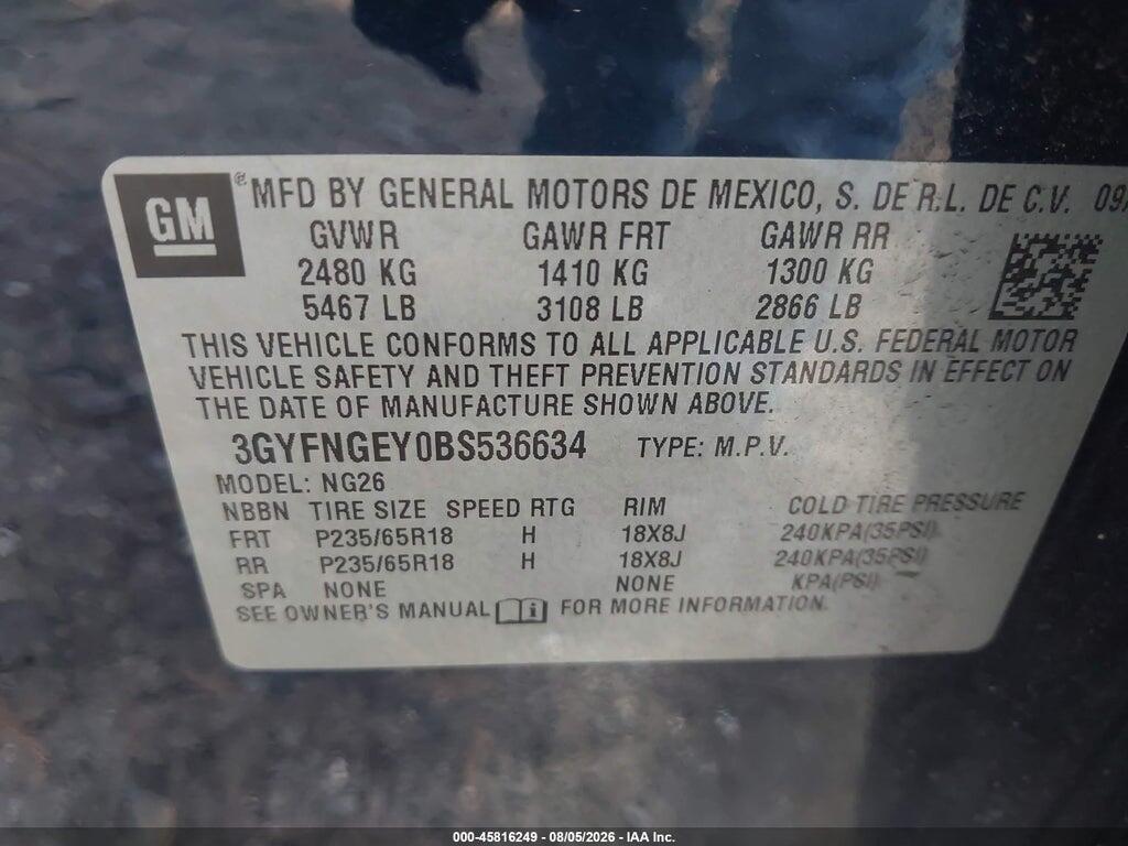 3GYFNGEY0BS536634 2011 CADILLAC SRX photo no. 9