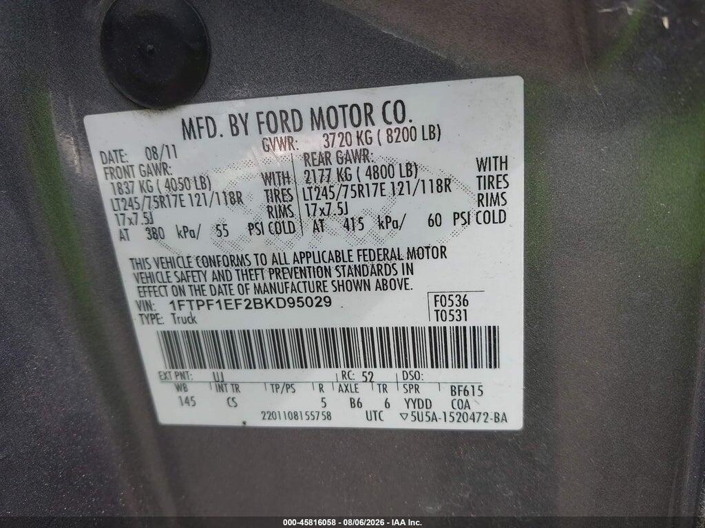 1FTPF1EF2BKD95029 2011 FORD F-150 photo no. 9
