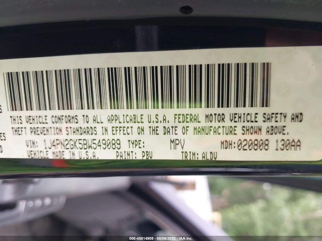 1J4PN2GK5BW549089 2011 JEEP LIBERTY photo no. 9