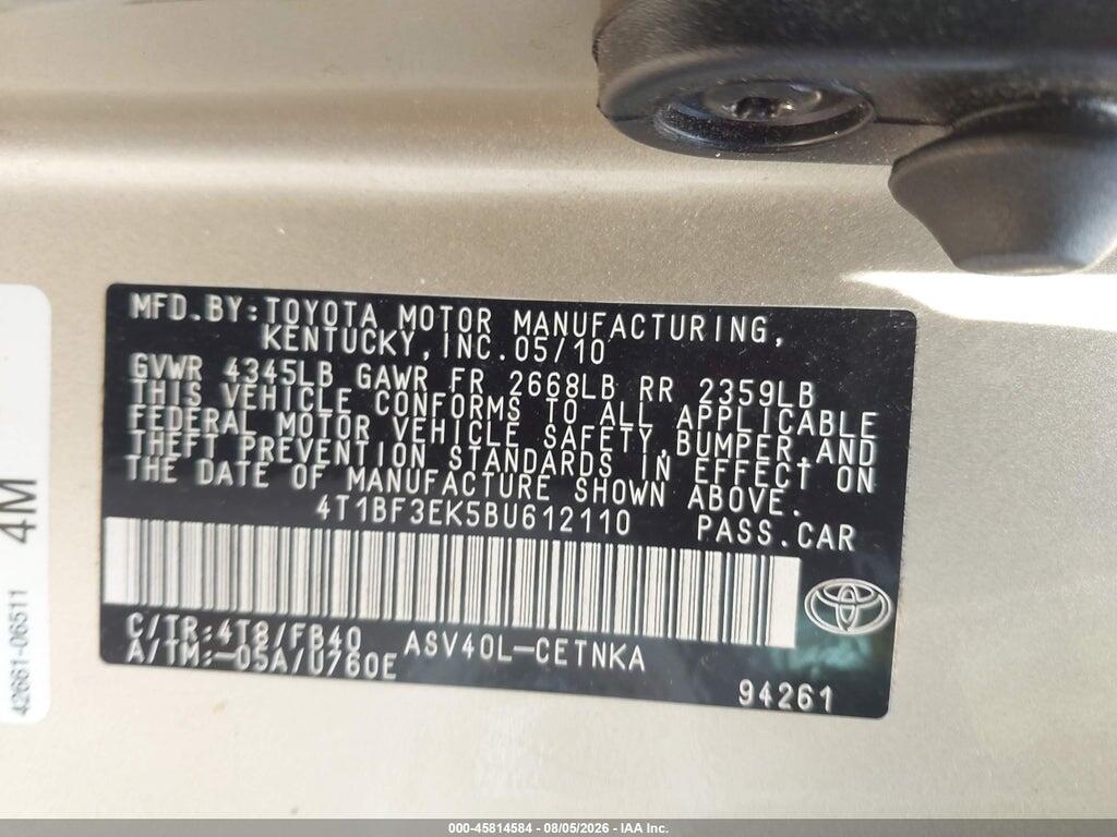 4T1BF3EK5BU612110 2011 TOYOTA CAMRY photo no. 9