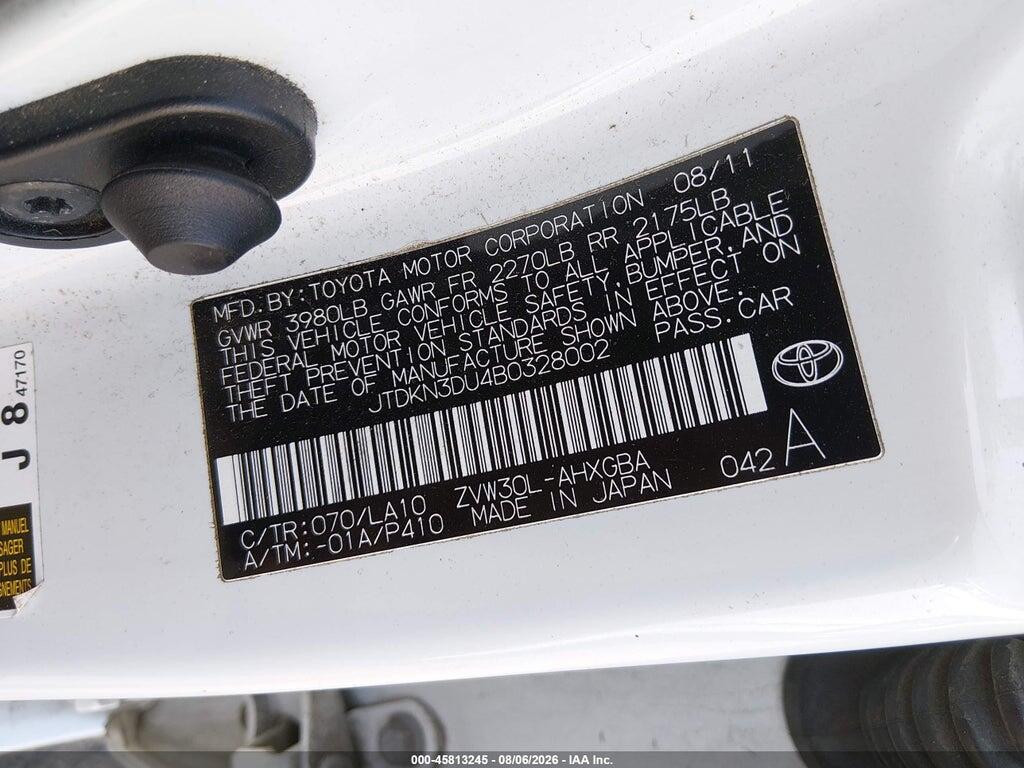 JTDKN3DU4B0328002 2011 TOYOTA PRIUS photo no. 9