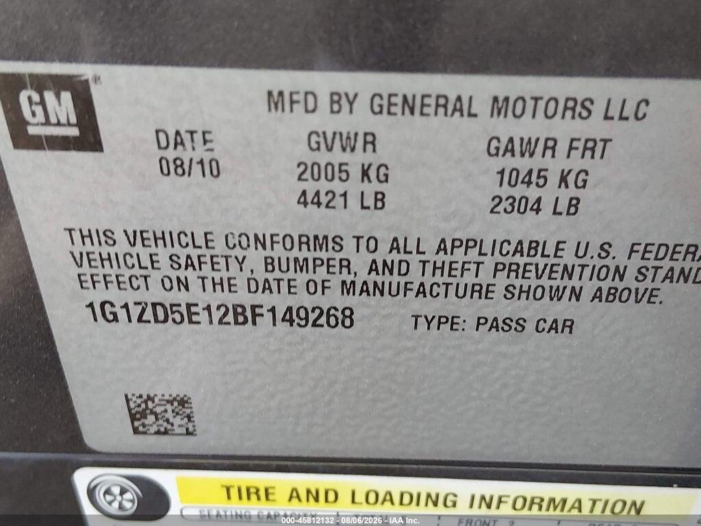 1G1ZD5E12BF149268 2011 CHEVROLET MALIBU photo no. 9