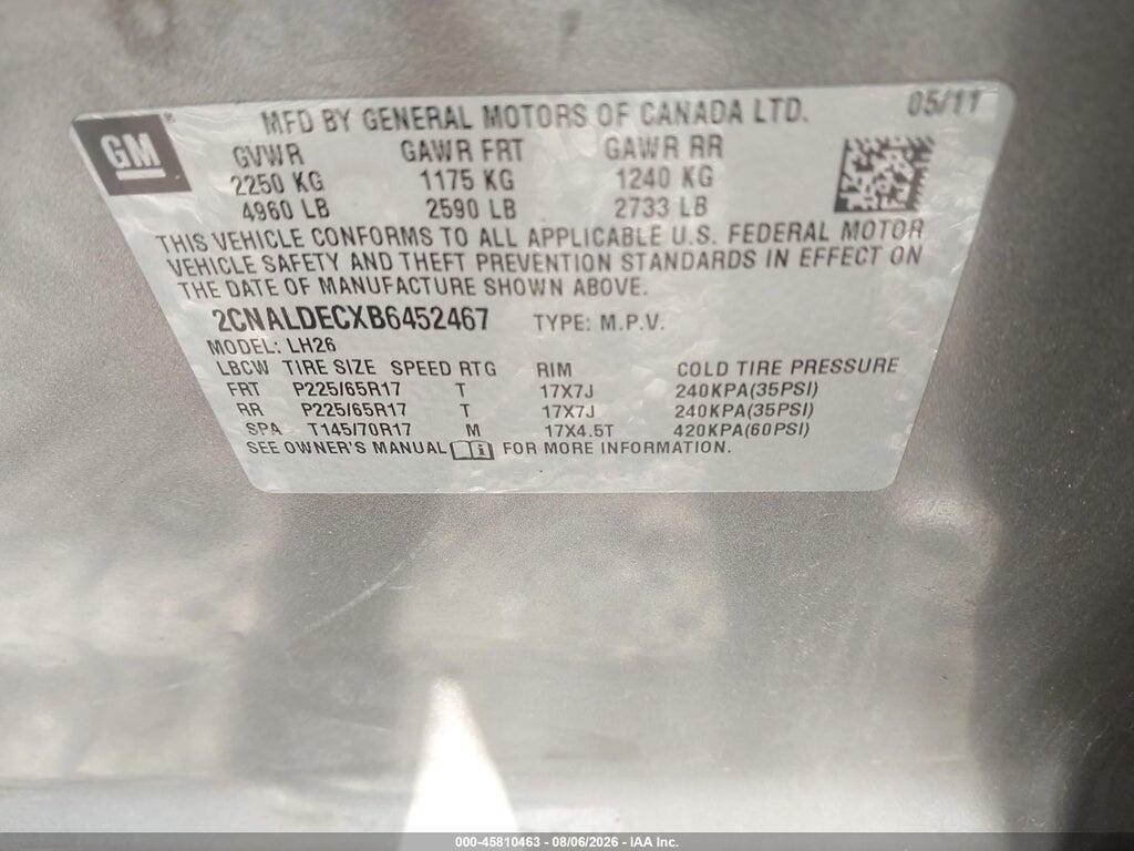 2CNALDECXB6452467 2011 CHEVROLET EQUINOX photo no. 9