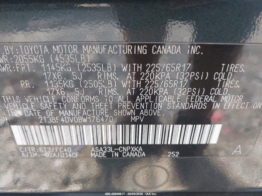 2T3BF4DV0BW176470 2011 TOYOTA RAV4 photo no. 9