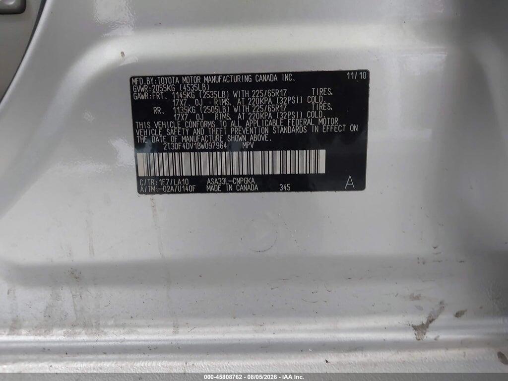 2T3DF4DV1BW097964 2011 TOYOTA RAV4 photo no. 9