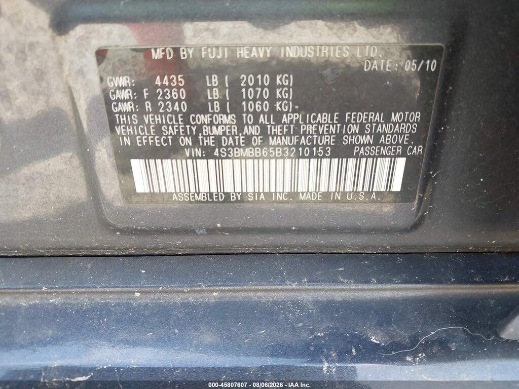 4S3BMBB65B3210153 2011 SUBARU LEGACY photo no. 9
