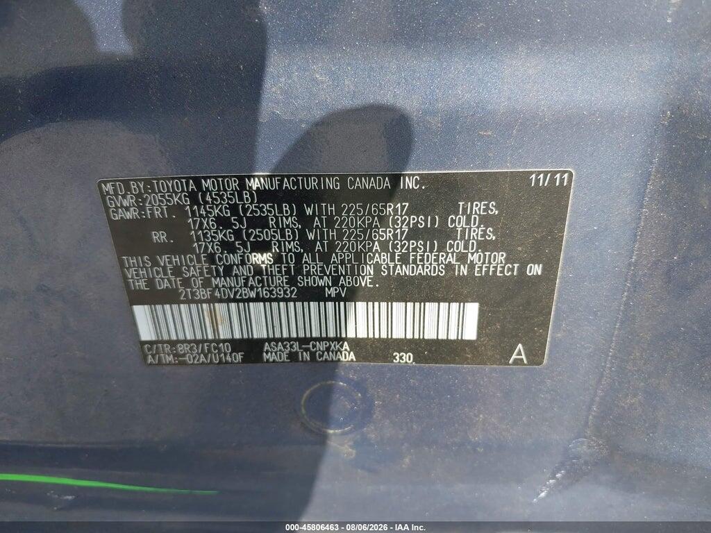 2T3BF4DV2BW163932 2011 TOYOTA RAV4 photo no. 9