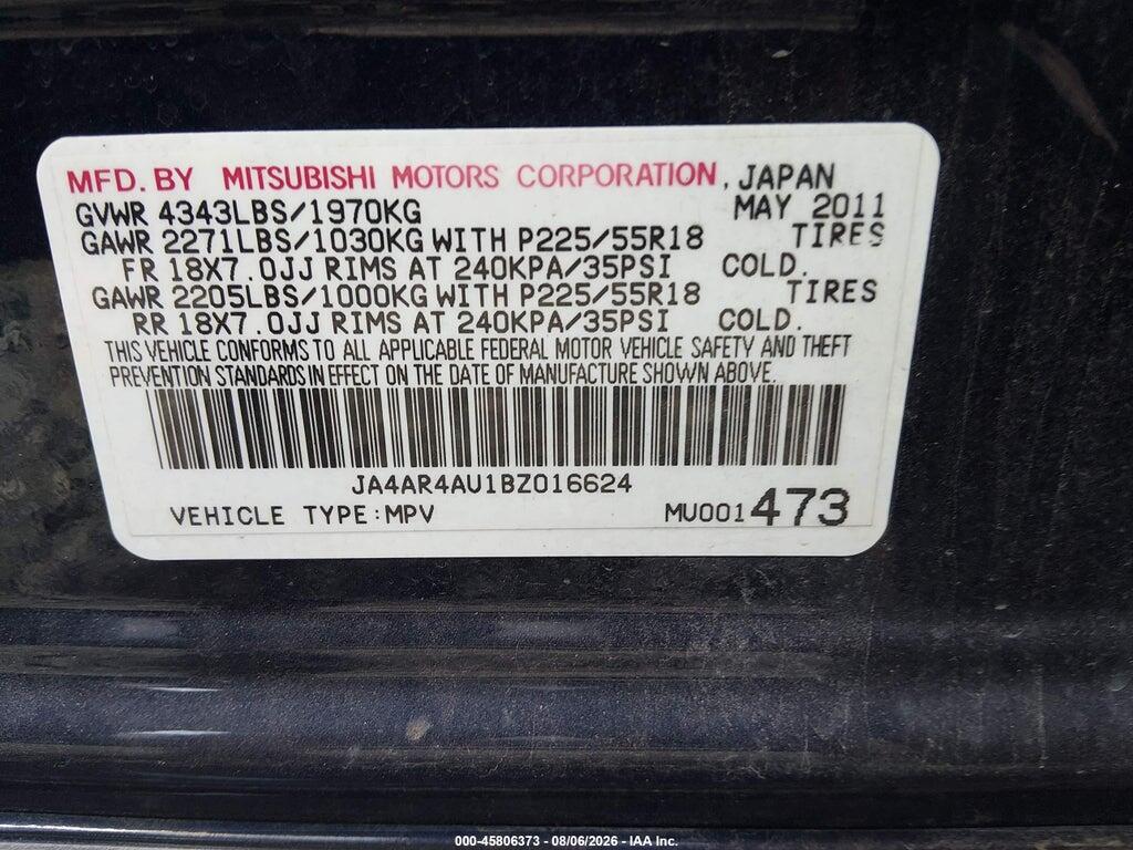 JA4AR4AU1BZ016624 2011 MITSUBISHI OUTLANDER SPORT photo no. 9