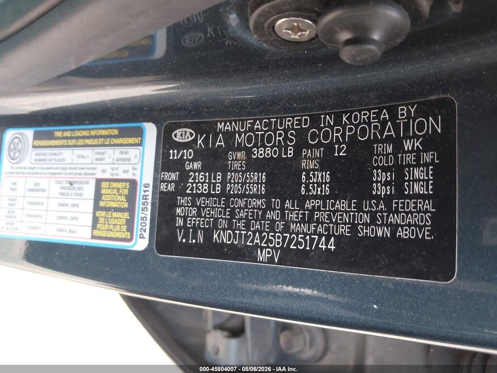 KNDJT2A25B7251744 2011 KIA SOUL photo no. 9