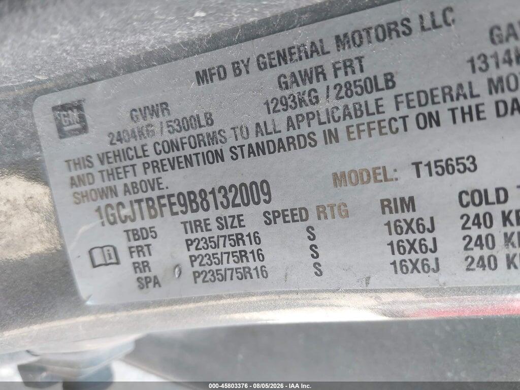 1GCJTBFE9B8132009 2011 CHEVROLET COLORADO photo no. 9