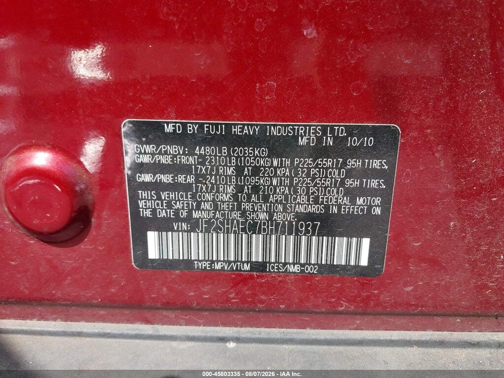 JF2SHAEC7BH711937 2011 SUBARU FORESTER photo no. 9