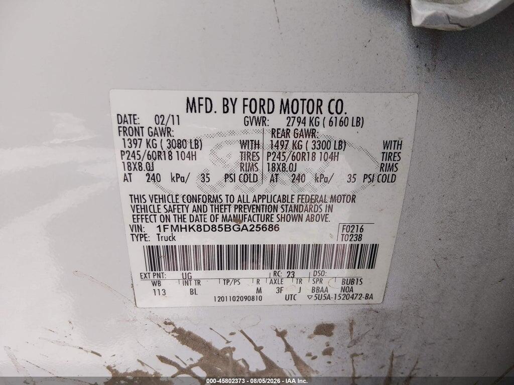 1FMHK8D85BGA25686 2011 FORD EXPLORER photo no. 9