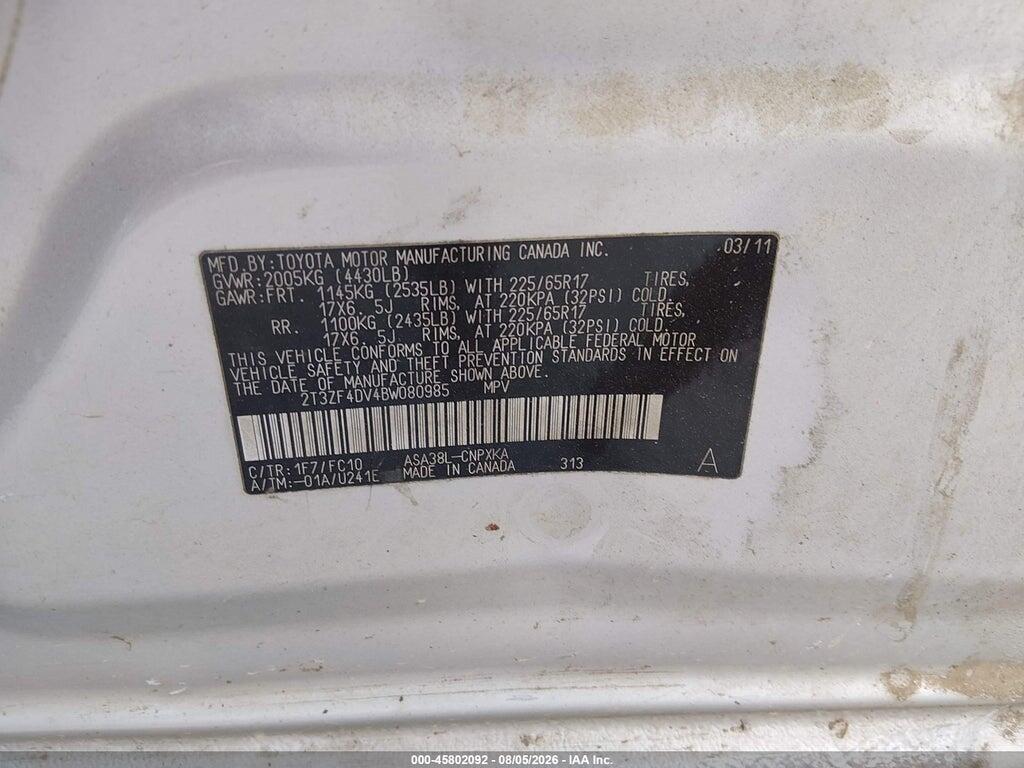 2T3ZF4DV4BW080985 2011 TOYOTA RAV4 photo no. 9