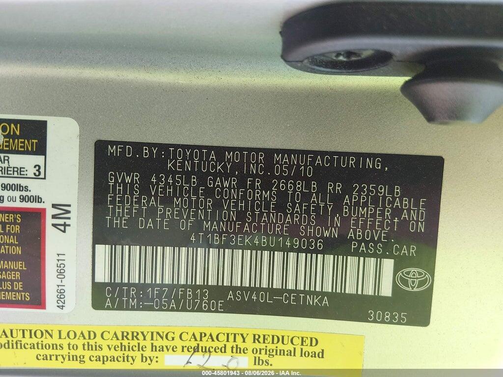 4T1BF3EK4BU149036 2011 TOYOTA CAMRY photo no. 9