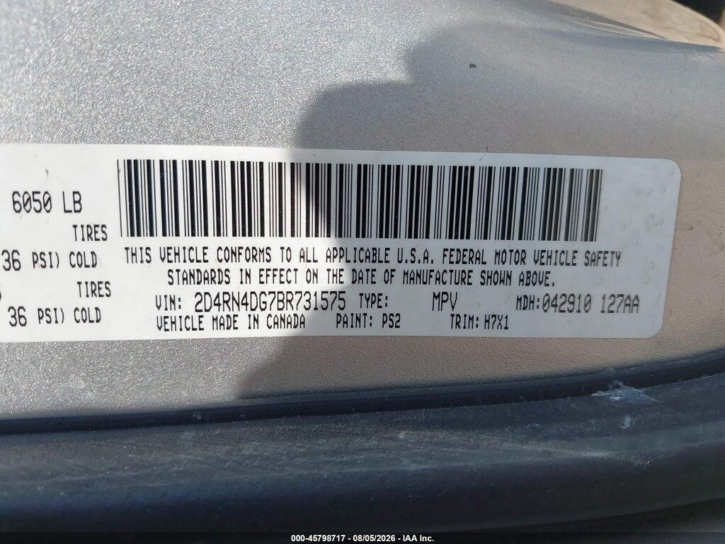 2D4RN4DG7BR731575 2011 DODGE GRAND CARAVAN photo no. 9