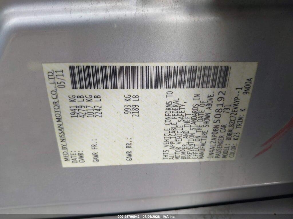 1N4AL2AP0BN508192 2011 NISSAN ALTIMA photo no. 9