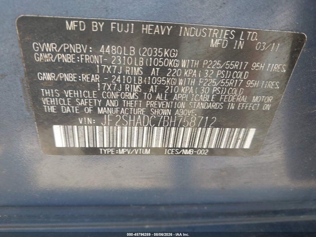 JF2SHADC7BH758712 2011 SUBARU FORESTER photo no. 9