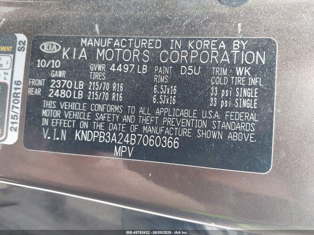 KNDPB3A24B7060366 2011 KIA SPORTAGE photo no. 9