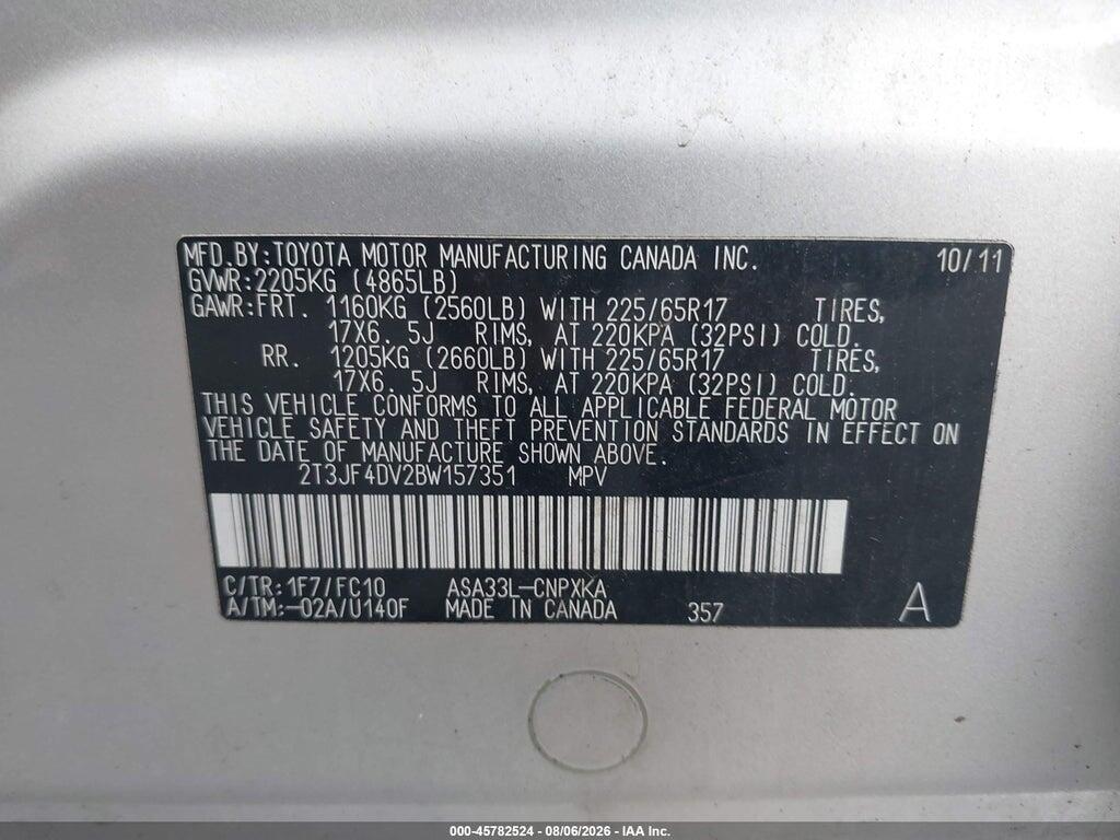 2T3JF4DV2BW157351 2011 TOYOTA RAV4 photo no. 9