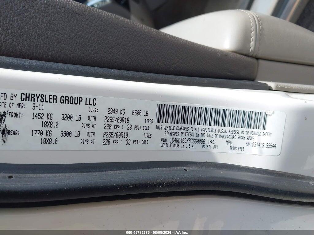 1D4RD4GGXBC660086 2011 DODGE DURANGO photo no. 9