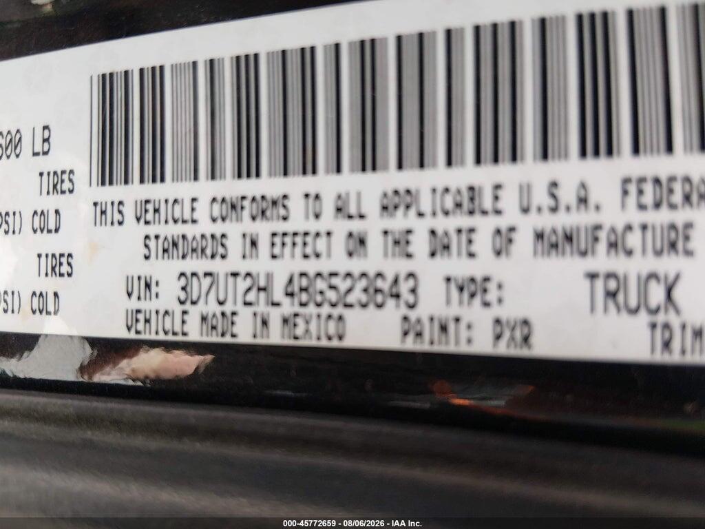 3D7UT2HL4BG523643 2011 RAM RAM 2500 photo no. 9