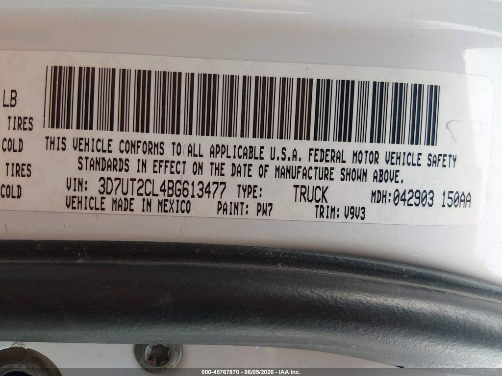 3D7UT2CL4BG613477 2011 RAM RAM 2500 photo no. 9