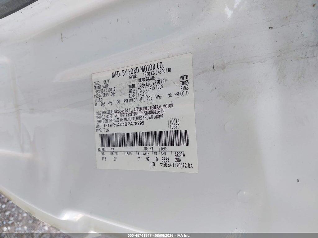 1FTKR1AD4BPA78295 2011 FORD RANGER photo no. 9