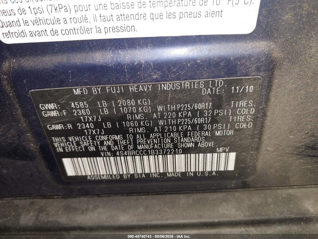 4S4BRCCC1B3372210 2011 SUBARU OUTBACK photo no. 9