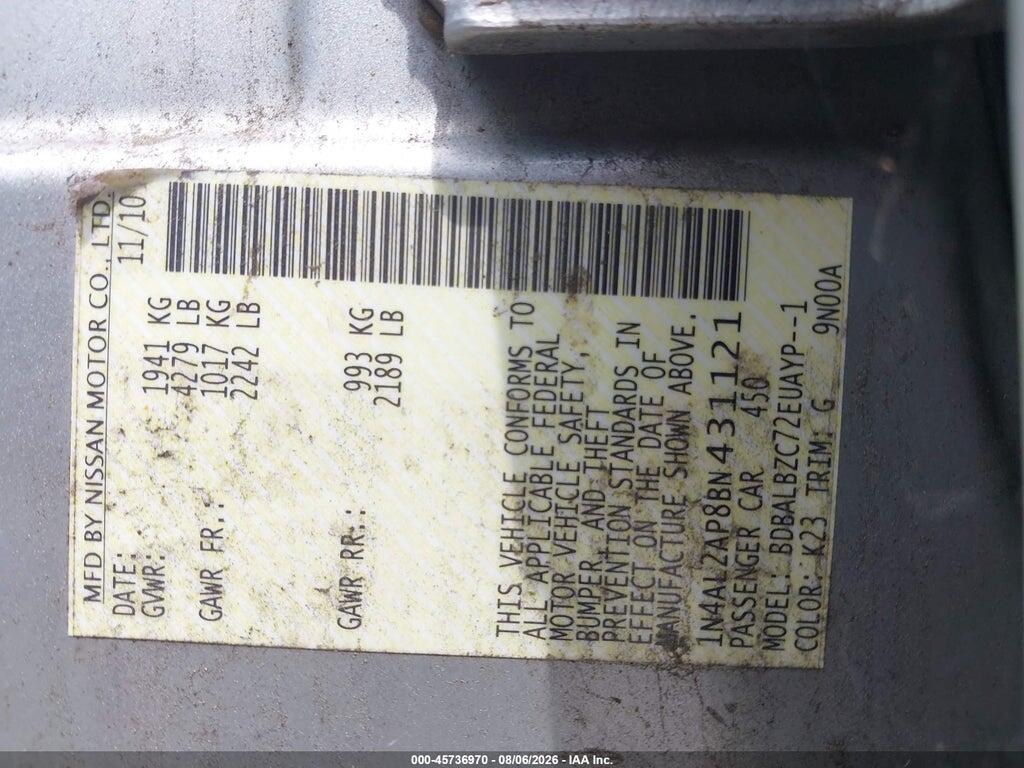 1N4AL2AP8BN431121 2011 NISSAN ALTIMA photo no. 9