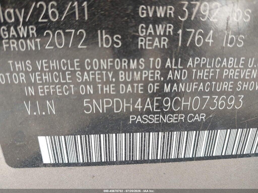 5NPDH4AE9CH073693 2012 HYUNDAI ELANTRA photo no. 9