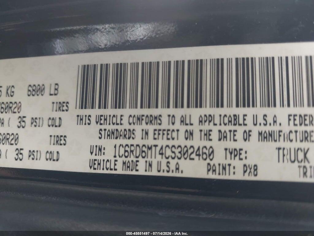 1C6RD6MT4CS302460 2012 RAM 1500 photo no. 9