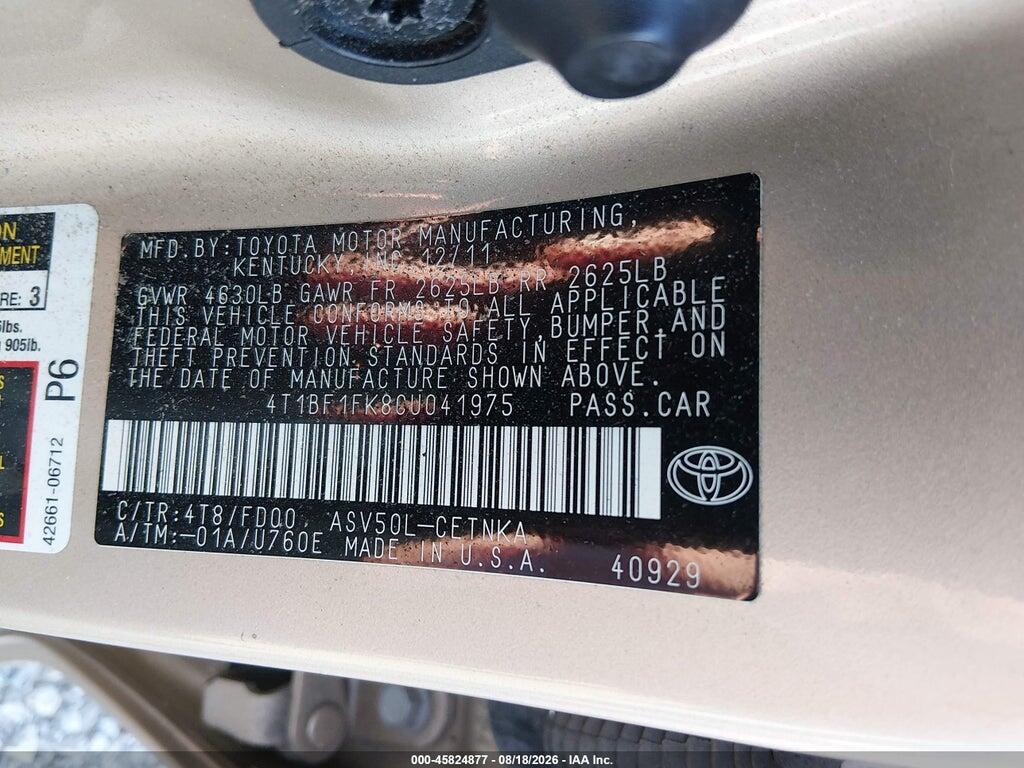 4T1BF1FK8CU041975 2012 TOYOTA CAMRY photo no. 9